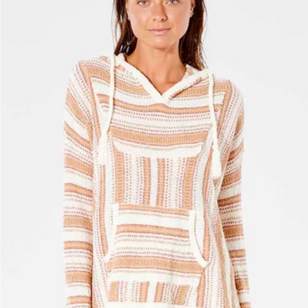 Striped Knit Rip Curl Poncho